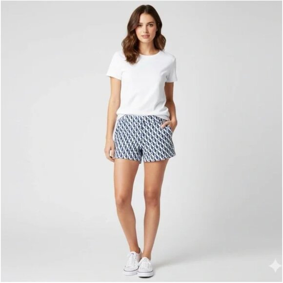 J.Crew Factory White/ Blue Seahorse Chino Shorts 2 - Picture 1 of 10